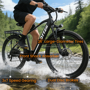 Vélo électrique tout-terrain (E-MTB) 26 pouces pour adultes, avec batterie au lithium 750W en aluminium, moteur central, pneus larges, longue autonomie, 48V 13Ah, portée maximale de 60 miles. - Product Image 6