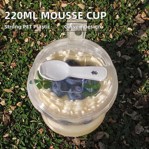 Gobelet à mousse rond Bairun YX-250 220 ml avec cuillère, récipient à dessert en plastique transparent PET pour gâteau, <span class=keywords><strong>yaourt</strong></span> - Product Image 2
