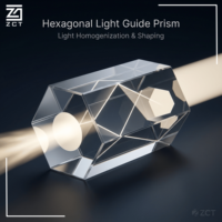 Prisme optique hexagonal en verre pour guidage de lumière, pour l'éclairage des semi-conducteurs, la concentration solaire et les systèmes de capteurs