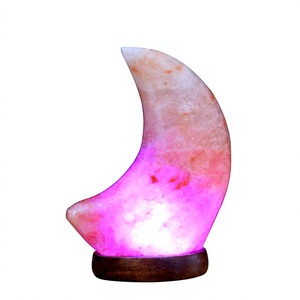 Lampe de Sel de Pierre Naturelle de l'Himalaya Sculptée à la Main, Mini USB avec Base en Bois, Écologique, Qualité Supérieure, Export, Veilleuse Feng Shui - Product Image 1