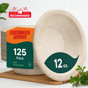 Assiettes jetables personnalisées en bagasse de papier compostables et biodégradables, blanches, étanches, boîte d'emballage alimentaire portable avec fermeture magnétique - Product Image 1