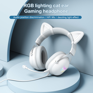 Audífonos <span class=keywords><strong>Onikuma</strong></span> <span class=keywords><strong>X11</strong></span> con Micrófono para Juegos, Audífonos USB con Cable, Audífonos con Cable de 3.5mm con Diseño de Orejas de Gato Blancas - Product Image 6