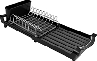 Égouttoir à vaisselle extensible en métal, gain de place, accessoire d'évier de cuisine, porte-couverts, plateau de récupération des gouttes