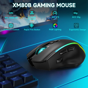 Ratón para juegos XM80B, Base de carga magnética RGB, ratón inalámbrico de tres modos PAW3325, Sensor de 10000DPI, baja latencia, regalo para jugadores de PC - Product Image 2