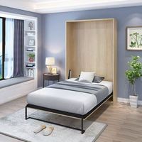 Lit Murphy convertible moderne Illusion, cadre en bois, mécanisme en acier, tailles Twin/Queen/Full/King, pliable pour appartements