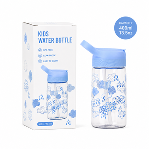 Botella de agua para niños con logotipo personalizado OEM, botella de Tritán con pajita, tapa abatible y cubierta antipolvo, a prueba de fugas, para bebés. - Product Image 1