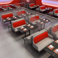 Muebles de Restaurante con Temática de Ciencia Ficción, Sofá Banqueta Personalizado con Respaldo Alto y Juego de Mesa con Pedestal para Bistro o Discoteca Moderna