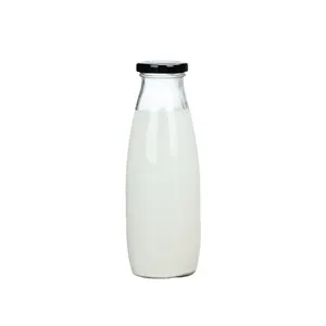 China supplier 200ml 250ml 500ml 1000ml beverage juice milk glass bottle with metal lids