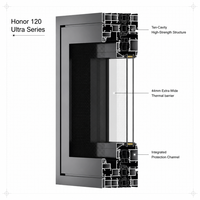 Ventana Abatible de Aluminio con Ahorro de Energía, Apertura Exterior, 6060-T66, 1.8mm, PA66, Rotura Térmica, Vidrio Low-E, Insonorizada, para Casa o Villa