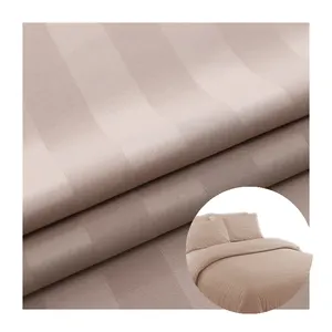 Manufacturer solid color satin striped micro fiber fabric jacquard 100% polyester fabric for bedding