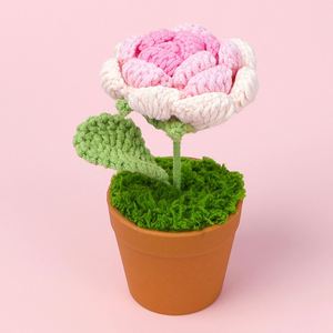 Rose en fil de laine faite à la main au design créatif, petite en pot, bleu glace, pour la décoration de la maison, du bureau, de la voiture, de la remise des diplômes et d'Halloween, vente en gros - Product Image 4