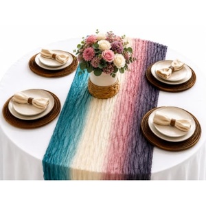 Chemin de table rustique de Noël en gaze de lin couleur terre cuite, personnalisé, pour mariage, de luxe - Product Image 1