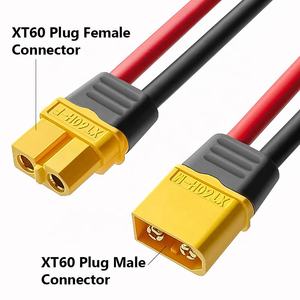 12AWG 100 มม.150 มม.ซิลิคอนลวด XT60 XT60H XT60U ขั้วต่อชายหญิงปลอกปลั๊กสําหรับแบตเตอรี่ FPV - Product Image 4