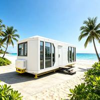Maison modulaire entièrement en aluminium de qualité marine : Villa de luxe sans soudure et anti-corrosion pour complexe balnéaire, île et vie en bord de mer