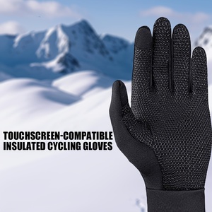 Toptan kaymaz tam parmak sıcak koruyucu eldiven kış sporları için yeni siyah Polyester hücresel bisikletçiler koşu eldivenleri - Product Image 2