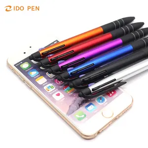 OEM Promotional plastic 3 in 1 multiuse ball pen UV sprayed multicolor stylus ballpoint pen 3 colors