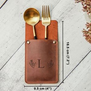 Étui de rangement pour couverts de luxe en cuir véritable, design classique, durable, réutilisable, pour fête de Noël - Product Image 5
