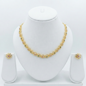 Divyoro – ensemble collier et boucles d'oreilles floraux plaqués or, longueur réglable, avec zircone cubique, pour femmes, bijoux de fête de mariage - Product Image 1