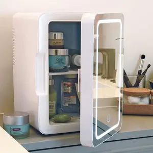 Hoya — mini-réfrigérateur électrique portatif avec miroir et lumière LED, pour le maquillage, le soin de la peau et les cosmétiques