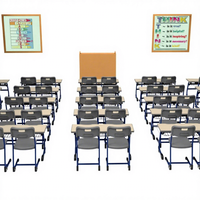 Chaise d'école moderne en métal avec base trépied, siège en plastique, design coloré, 3 tailles
