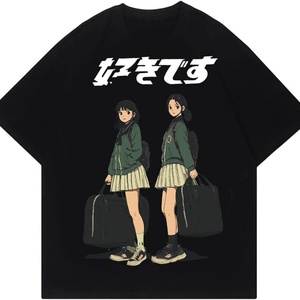 Oversized Sporty Graphic Tees Men <b>Y2k</b> Women Unisex Summer Harajuku 100% Cotton Knitted Print Breathable <b>Tops</b> Pink S - Product Image 1