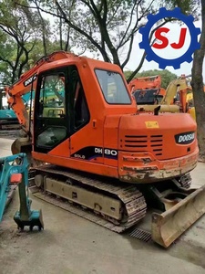 Máquina usada para operaciones en sitios de construcción, excavadora hidráulica pequeña sobre orugas Doushan DH80, en venta a bajo precio. - Product Image 3