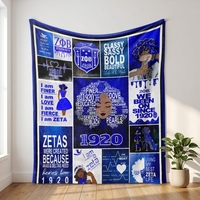 En İyi Kalite Düşük Fiyat 1920 Sorority Zeta Phi Beta Baskılı Özel Dokumasız Polyester Taşınabilir Yumuşak Peluş Seyahat Battaniyesi