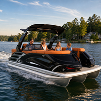 Bateau ponton de 22 pieds, série sport pour 12 personnes, prêt pour moteur hors-bord électrique ou essence, homologué CE pour des croisières silencieuses sur le lac et des fêtes en famille