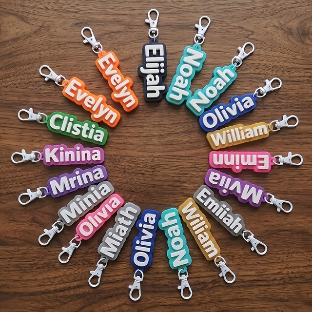 Custom Scratch Resistant Waterproof Double Layer Acrylic Keychain Personalized Name Text Logo Key Ring Gift