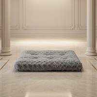 Coussin Rectangulaire Luxe en Fausse Fourrure pour Chien et Chat, Gris Moelleux, Épais, Chaud, Lavable, Tapis Shaggy pour Cages et Grands Chiens - Vente en Gros