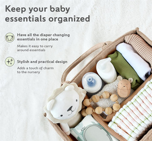 ตะกร้าใส่ผ้าอ้อมเด็กแบบพกพาขนาดใหญ่พิเศษ กล่องจัดระเบียบผ้าอ้อมสำหรับของใช้จำเป็นสำหรับทารกแรกเกิด กล่องจัดระเบียบผ้าอ้อมในรถยนต์ - Product Image 4