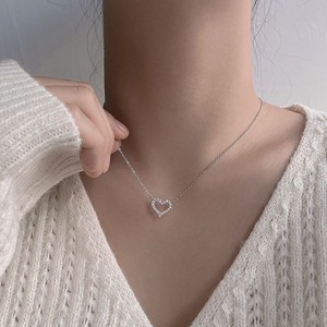 Korean Fashion Heart Shaped Zircon Necklace for Women Temperament Pendant Clavicle <b>Chain</b> Birthday Party Necklace Jewelry Gift - Product Image 3