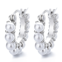 Boucles d'oreilles manchette en argent sterling 925, perle française, style vintage chic et élégant, sans perçage