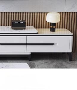 Ensemble meuble TV et table basse en pierre frittée de luxe léger pour petits salons, en bois massif moderne extensible - Product Image 5