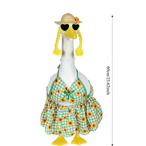<strong>Spring</strong> Sunflower Porch Goose Outfit 23 Inch Cement Goose Clothes Dress and Hat Costume Set for Summer Lawn Garden Yard <strong>Decor</strong> - Product Image 2