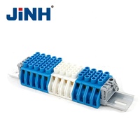 Bloc de jonction série JHS03 6P bleu/vert/blanc avec barre neutre en cuivre pour mise à la terre