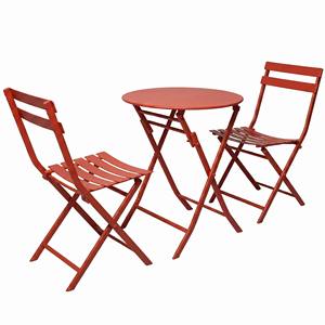 Ensemble <span class=keywords><strong>de</strong></span> salle à manger d'extérieur pliable <span class=keywords><strong>en</strong></span> métal 3 pièces, table <span class=keywords><strong>en</strong></span> <span class=keywords><strong>fer</strong></span> blanc et 2 chaises pour patio, balcon, café - Product Image 1