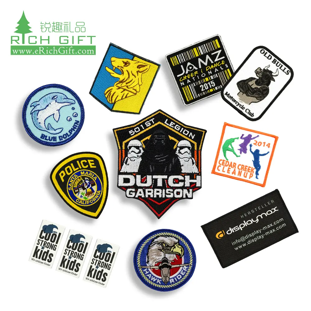 Cheap flag badge patch towel textile hand bullion wire magnetic custom badge patches embroidery
