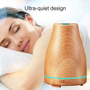 Wood Grain Aroma Diffuser 120Ml Ultrasonic <b>Humidifier</b> With Led Light For Home And Office Use - Product Image 2