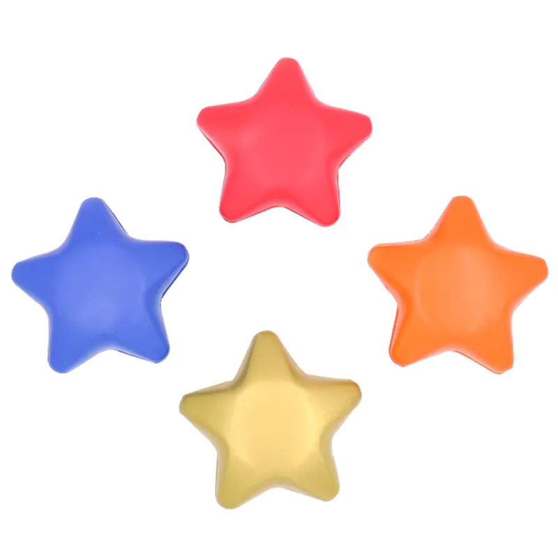 Bola de estresse de espuma colorida personalizada, estrelas, brinquedo de esguichar, pu, antiestresse