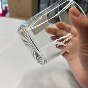 空のシリンダーを作るキャンドルのための卸売10オンスユニークで豪華な透明な丸底ガラスキャンドルジャー