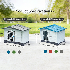 Caseta para <span class=keywords><strong>Perros</strong></span> <span class=keywords><strong>de</strong></span> Plástico Resistente a la Intemperie para <span class=keywords><strong>Perros</strong></span> Grandes - Villa para Mascotas con Doble Puerta, Caseta para <span class=keywords><strong>Perros</strong></span> para Exteriores para Todas las Estaciones - Product Image 4