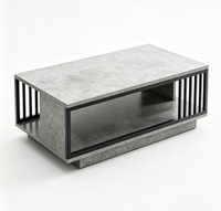 Table basse moderne minimaliste de luxe léger, structure métallique, plateau en bois - Multifonctionnelle pour salon, chambre, design compact