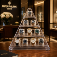 Présentoir de montres en acrylique Calic en forme de pyramide à 6 niveaux, vitrine triangulaire pour bijouterie, comptoir de vente au détail, OEM ODM