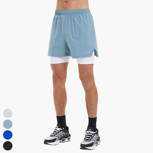 男士户外多口袋短裤二合一双层锻炼运动快干短跑步健身裤男士运动短裤 - Product Image 5