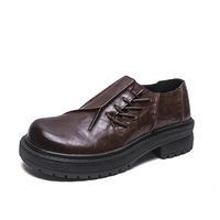 Herren Schnürschuhe mit Plateau, Oxford-Stil, Geknittertes PU-Obermaterial, Dicke Gummisohle, Klobige Casual-Schuhe für den Täglichen Street-Look