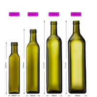 Bouteille en verre rond transparent de haute qualité pour emballage de stockage d'huile d'olive Marasca vide pour la cuisine avec couvercle à vis et bouchon