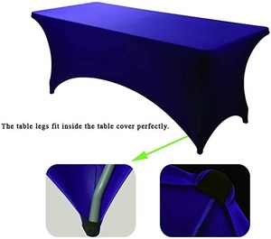 Tessuto di servizio di stampa personalizzato tovaglia colorata dotata di 6 piedi tovaglia elastica con Logo stampato retangolare tovaglia - Product Image 5