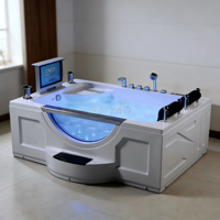 Spa intérieur pour 2 personnes, jacuzzi en acrylique, jets de massage de luxe, baignoire à remous, grand espace, baignoire jacuzzi avec éclairage LED et télévision