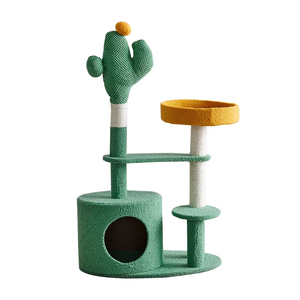 Arbre à <span class=keywords><strong>chat</strong></span> de luxe Tour murale en bois Arbre a <span class=keywords><strong>Chat</strong></span> Cactus et champignon Design avec des matériaux en peluche Jouet du sol au plafond pour chats - Product Image 6